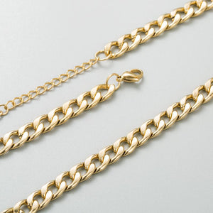 18K Gold Plated Cuban Chain Bracelet: Hypoallergenic Stainless Steel