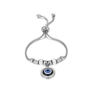 Adjustable Stainless Steel Evil Eye Bracelet: Protection Jewelry