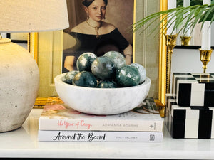 Moss Agate Sphere: Natural Crystal Ball, Calming Home Decor