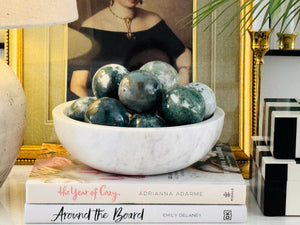 Moss Agate Sphere: Natural Crystal Ball, Calming Home Decor