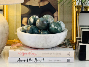 Moss Agate Sphere: Natural Crystal Ball, Calming Home Decor