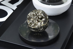 Pyrite Sphere – Natural Gold Crystal –  Gemstone Sphere – Wealth, Protection & Energy Stone