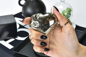 Pyrite Heart – Natural Fools Gold Crystal – Wealth and Protection Stone – Energy Healing and Gift
