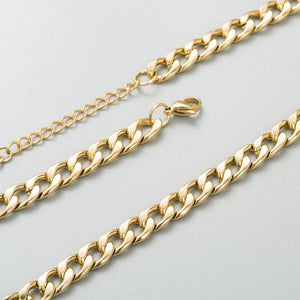 18K Gold Plated Cuban Chain Bracelet: Hypoallergenic Stainless Steel
