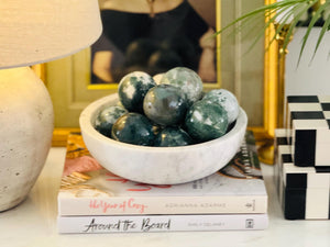 Moss Agate Sphere: Natural Crystal Ball, Calming Home Decor