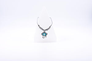 Silver Evil Eye Charm Bracelet: Adjustable Crystal Protection