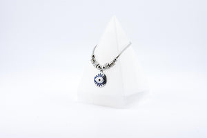Silver Evil Eye Charm Bracelet: Adjustable Crystal Bracelet