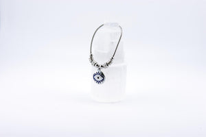 Silver Evil Eye Charm Bracelet: Adjustable Crystal Bracelet