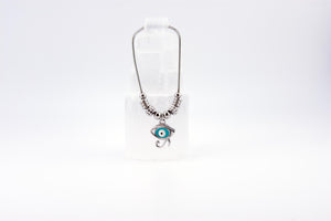 Silver Evil Eye Charm Bracelet: Adjustable Crystal Protection