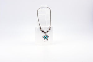 Silver Evil Eye Charm Bracelet: Adjustable Crystal Protection