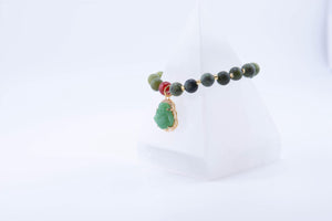 Green Jade Buddha Bracelet: Gold Charm, Healing Stone Jewelry