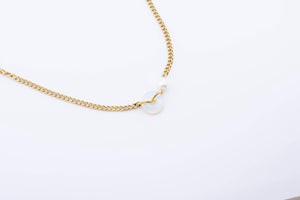 Opalite Donut Necklace: Gold Chain with Faux Pearl