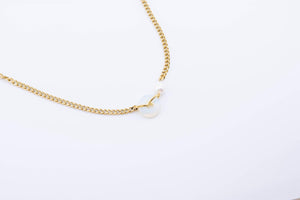 Opalite Donut Necklace: Gold Chain with Faux Pearl