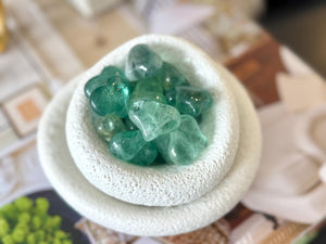 Green Fluorite Puffy Heart: Pocket Stone for Focus & Healing (25mm)