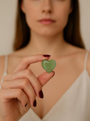 Green Fluorite Puffy Heart: Pocket Stone for Focus & Healing (25mm)