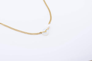 Opalite Donut Necklace: Gold Chain with Faux Pearl