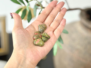 Unakite Puffy Heart Crystal – Heart Chakra Stone for Emotional Healing, Balance & Inner Growth