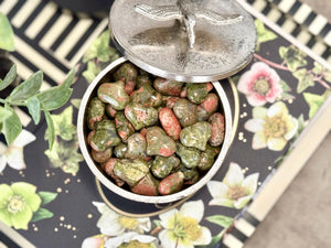 Unakite Puffy Heart Crystal – Heart Chakra Stone for Emotional Healing, Balance & Inner Growth