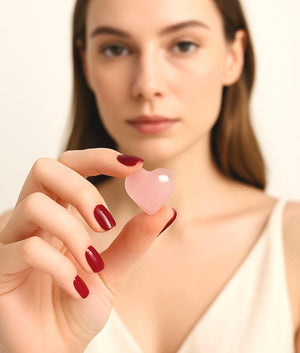 Rose Quartz Heart Crystal: 25mm Puffy Love Stone for Healing