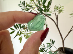 Green Fluorite Puffy Heart: Pocket Stone for Focus & Healing (25mm)