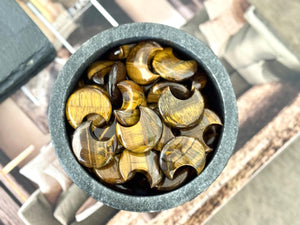 Tiger Eye Crescent Moon: Polished Pocket Stone for Confidence (30mm)