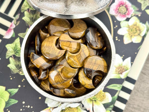 Tiger Eye Crescent Moon: Polished Pocket Stone for Confidence (30mm)