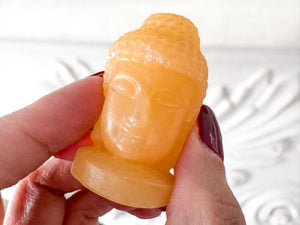 Orange Calcite Buddha Head – 5 cm – Positivity, Creativity & Confidence Boost