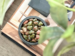 Unakite Puffy Heart Crystal – Heart Chakra Stone for Emotional Healing, Balance & Inner Growth