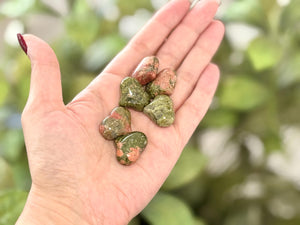 Unakite Puffy Heart Crystal – Heart Chakra Stone for Emotional Healing, Balance & Inner Growth