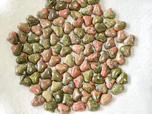 Unakite Puffy Heart Crystal – Heart Chakra Stone for Emotional Healing, Balance & Inner Growth