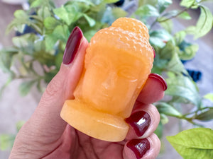 Orange Calcite Buddha Head – 5 cm – Positivity, Creativity & Confidence Boost