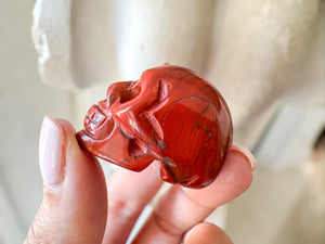 Red Jasper Skull | 2 Inch Crystal Carving for Strength, Grounding & Protection