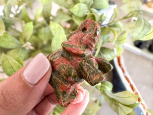Unakite Elephant Carving: 2-Inch Gemstone Figurine, Healing Crystal
