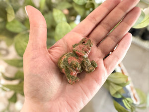 Unakite Elephant Carving: 2-Inch Gemstone Figurine, Healing Crystal