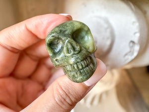 Green Serpentine Skull | 2 Inch Crystal for Healing, Kundalini & Protection