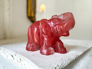 Strawberry Quartz Elephant | 2 Inch Crystal Carving for Love, Joy & Emotional Healing