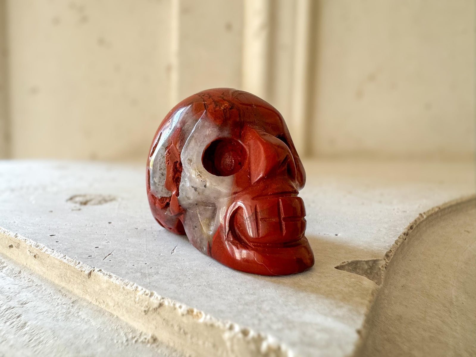 Red Jasper Skull | 2 Inch Crystal Carving for Strength, Grounding & Protection