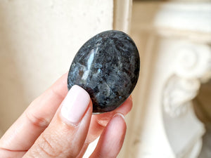 Larvikite Palm Stone for Protection & Grounding | Norwegian Moonstone Crystal | Healing, Meditation, Reiki