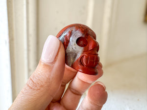 Red Jasper Skull | 2 Inch Crystal Carving for Strength, Grounding & Protection