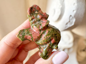 Unakite Elephant Carving: 2-Inch Gemstone Figurine, Healing Crystal