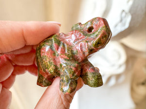 Unakite Elephant Carving: 2-Inch Gemstone Figurine, Healing Crystal