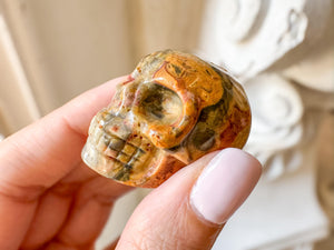 Crazy Lace Agate Skull | 2 Inch Crystal Carving for Joy, Focus & Inner Strength