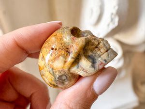 Crazy Lace Agate Skull | 2 Inch Crystal Carving for Joy, Focus & Inner Strength