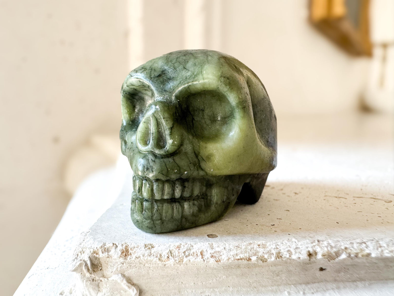 Green Serpentine Skull | 2 Inch Crystal for Healing, Kundalini & Protection
