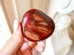 Carnelian Palm Stone: Root Chakra Healing Crystal, Meditation Worry Stone