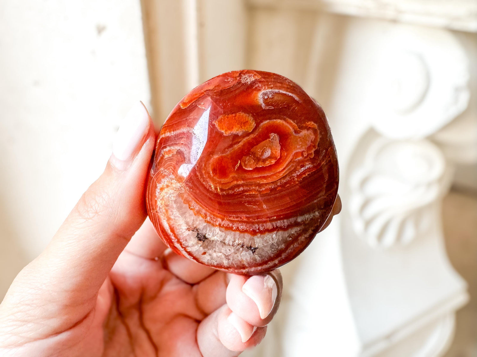 Carnelian Palm Stone: Root Chakra Healing Crystal, Meditation Worry Stone