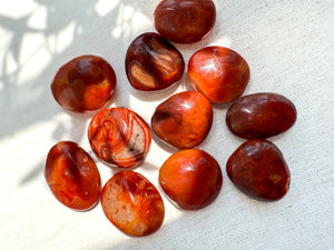 Carnelian Palm Stone: Root Chakra Healing Crystal, Meditation Worry Stone