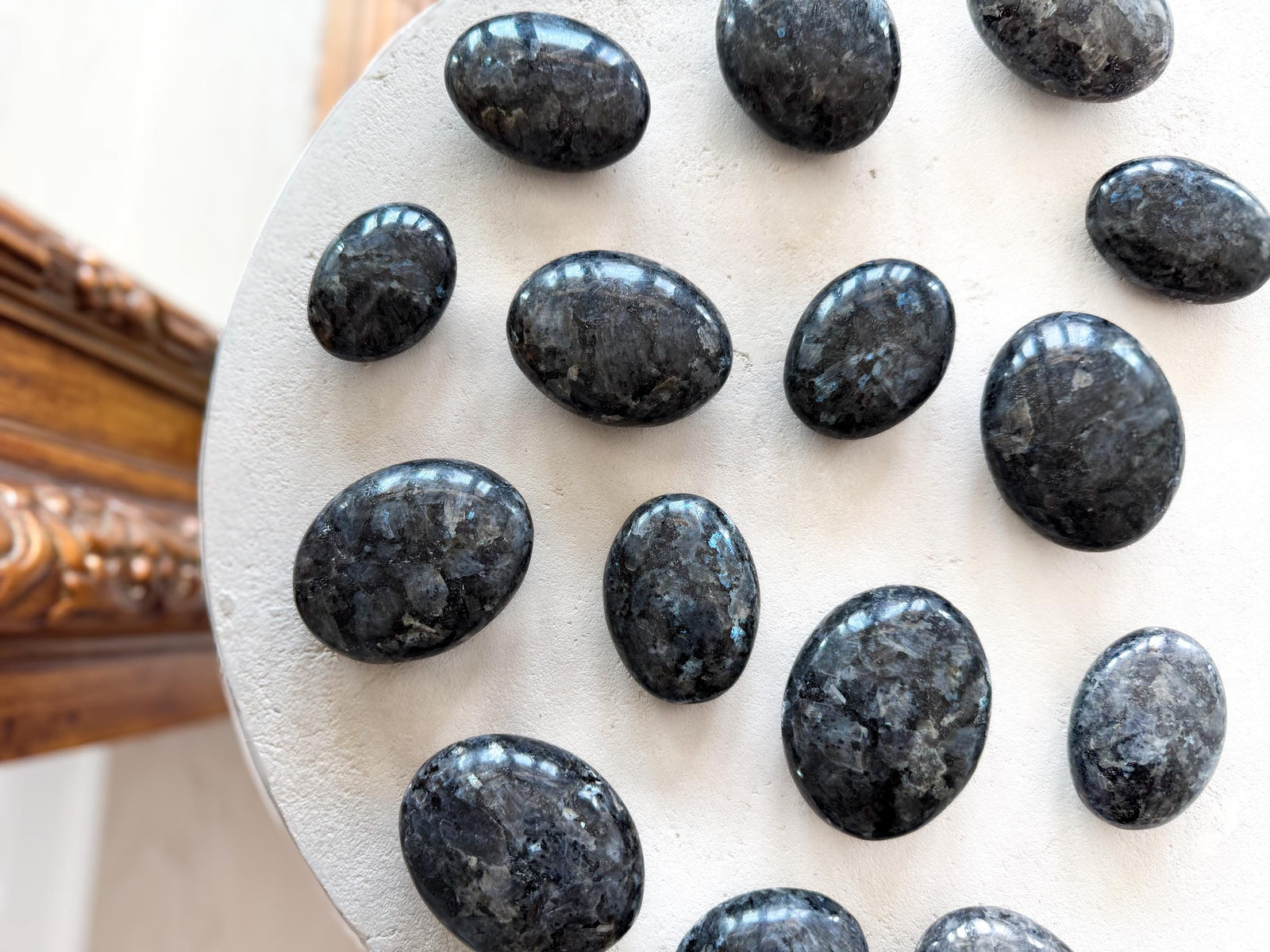 Larvikite Palm Stone for Protection & Grounding | Norwegian Moonstone Crystal | Healing, Meditation, Reiki