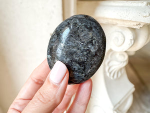 Larvikite Palm Stone for Protection & Grounding | Norwegian Moonstone Crystal | Healing, Meditation, Reiki