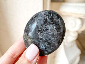 Larvikite Palm Stone for Protection & Grounding | Norwegian Moonstone Crystal | Healing, Meditation, Reiki